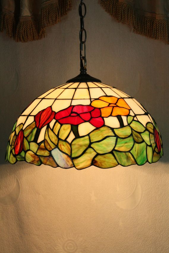 Tiffany 16 Inch Hanging Lamp 2 - TADD161043 - handcrafted Tiffany stained glass lamp