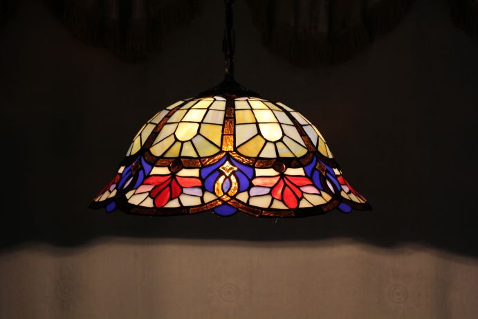 Tiffany 16 Inch Hanging Lamp 2 - TADD161044 - handcrafted Tiffany stained glass lamp