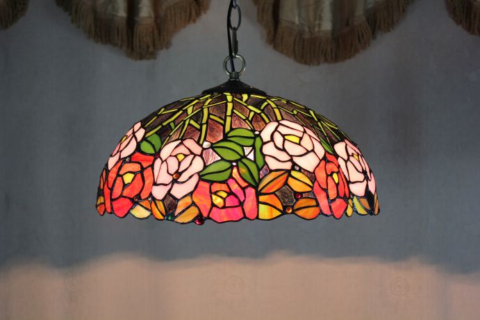 Tiffany 16 Inch Hanging Lamp 2 - TADD161045 - handcrafted Tiffany stained glass lamp
