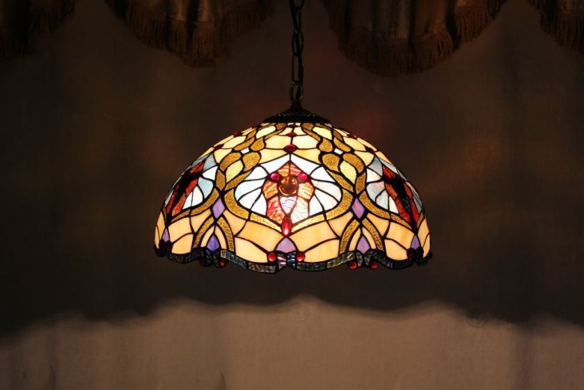Tiffany 16 Inch Hanging Lamp 2 - TADD161049 - handcrafted Tiffany stained glass lamp