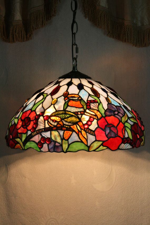 Tiffany 16 Inch Hanging Lamp 2 - TADD16105 - handcrafted Tiffany stained glass lamp