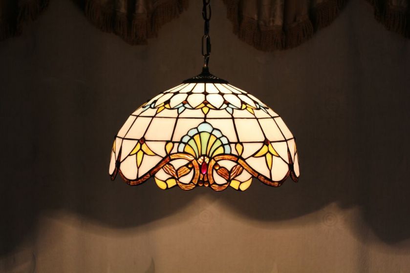 Tiffany 16 Inch Hanging Lamp 2 - TADD161050 - handcrafted Tiffany stained glass lamp