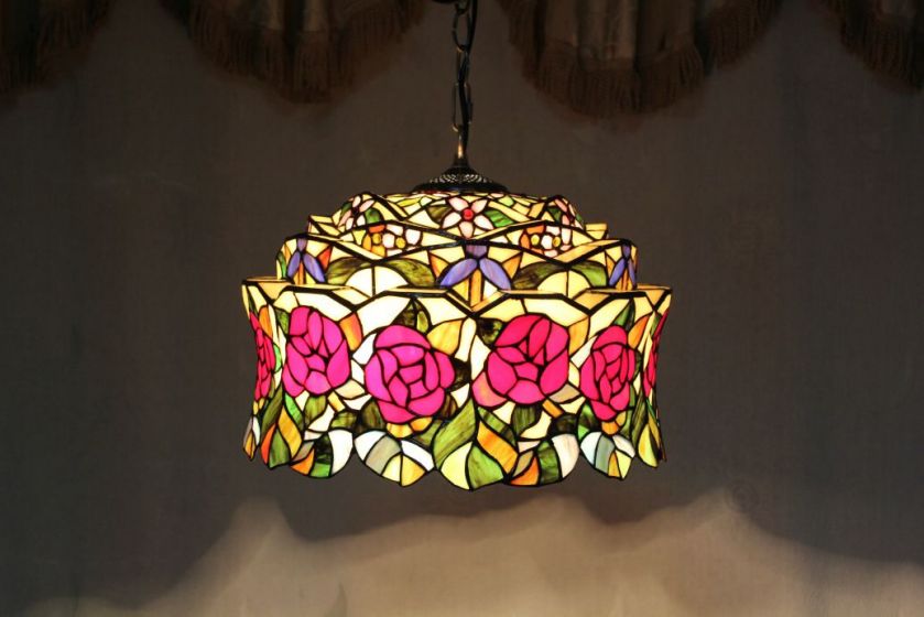 Tiffany 16 Inch Hanging Lamp 2 - TADD161053 - handcrafted Tiffany stained glass lamp
