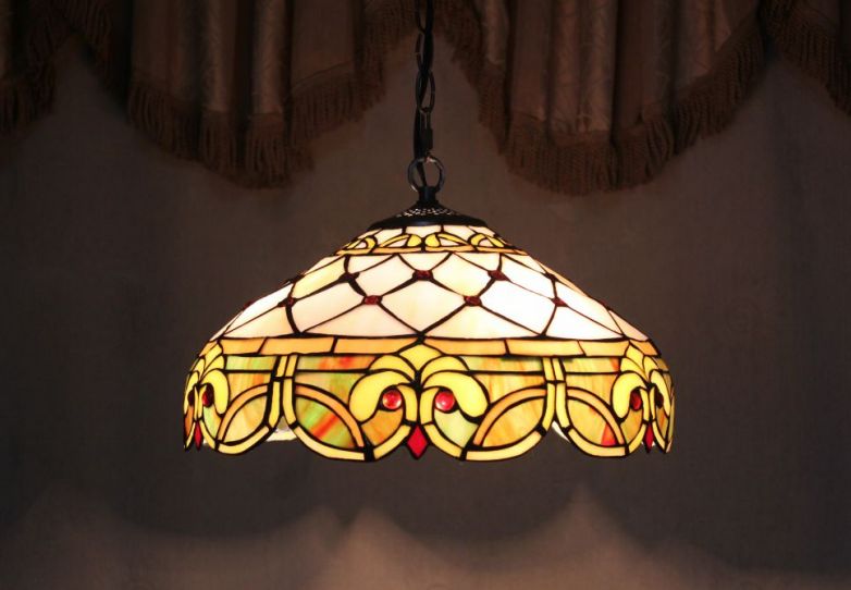 Tiffany 16 Inch Hanging Lamp 2 - TADD161059 - handcrafted Tiffany stained glass lamp