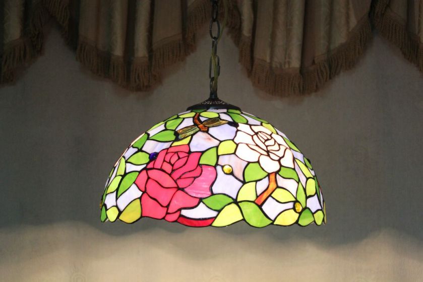 Tiffany 16 Inch Hanging Lamp 2 - TADD161061 - handcrafted Tiffany stained glass lamp
