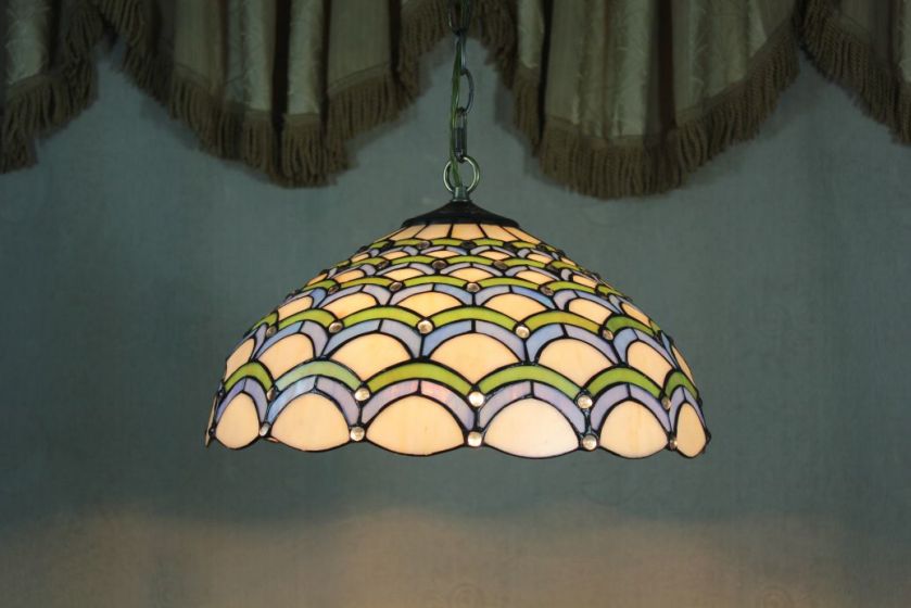 Tiffany 16 Inch Hanging Lamp 2 - TADD161066 - handcrafted Tiffany stained glass lamp