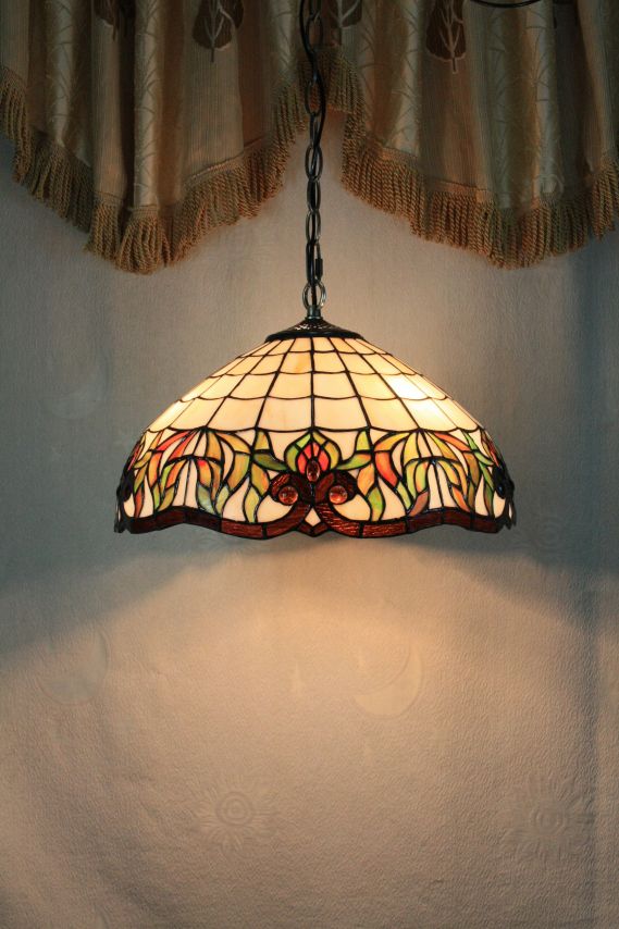 Tiffany 16 Inch Hanging Lamp 2 - TADD16107 - handcrafted Tiffany stained glass lamp