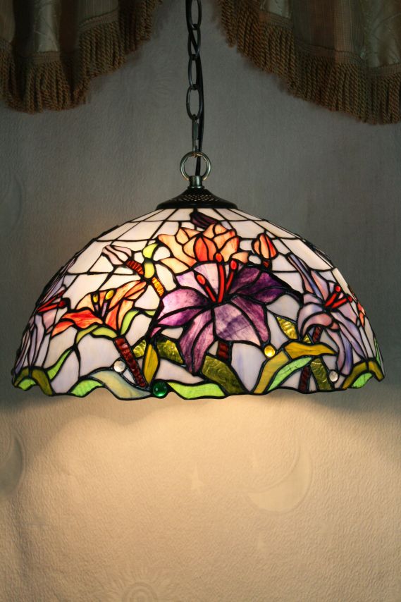 Tiffany 16 Inch Hanging Lamp 2 - TADD161073 - handcrafted Tiffany stained glass lamp