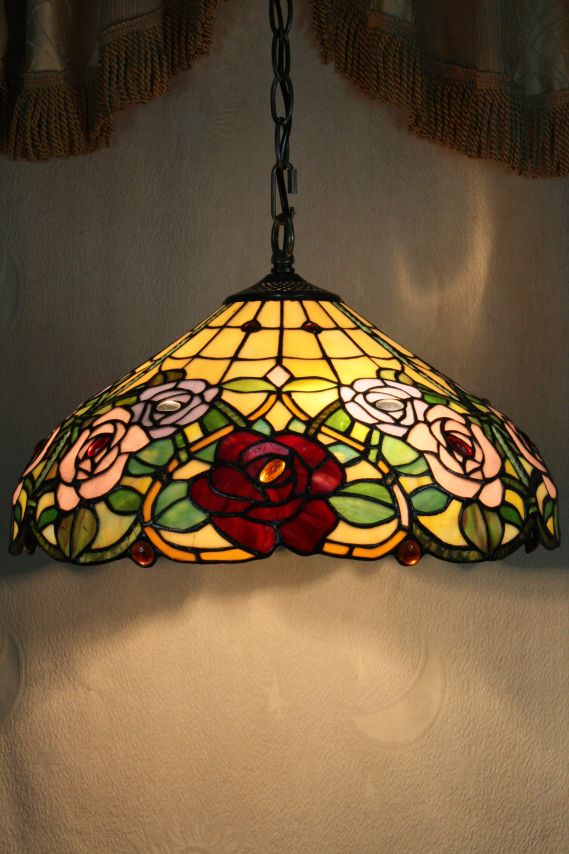 Tiffany 16 Inch Hanging Lamp 2 - TADD161074 - handcrafted Tiffany stained glass lamp