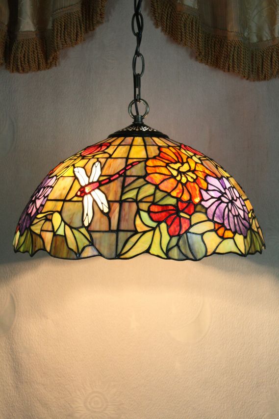 Tiffany 16 Inch Hanging Lamp 2 - TADD161075 - handcrafted Tiffany stained glass lamp