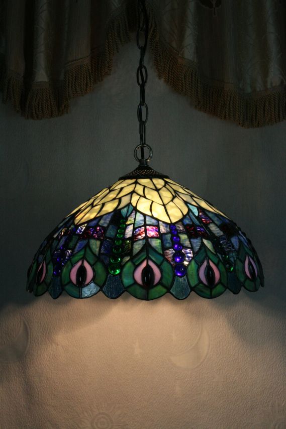 Tiffany 16 Inch Hanging Lamp 2 - TADD161076 - handcrafted Tiffany stained glass lamp