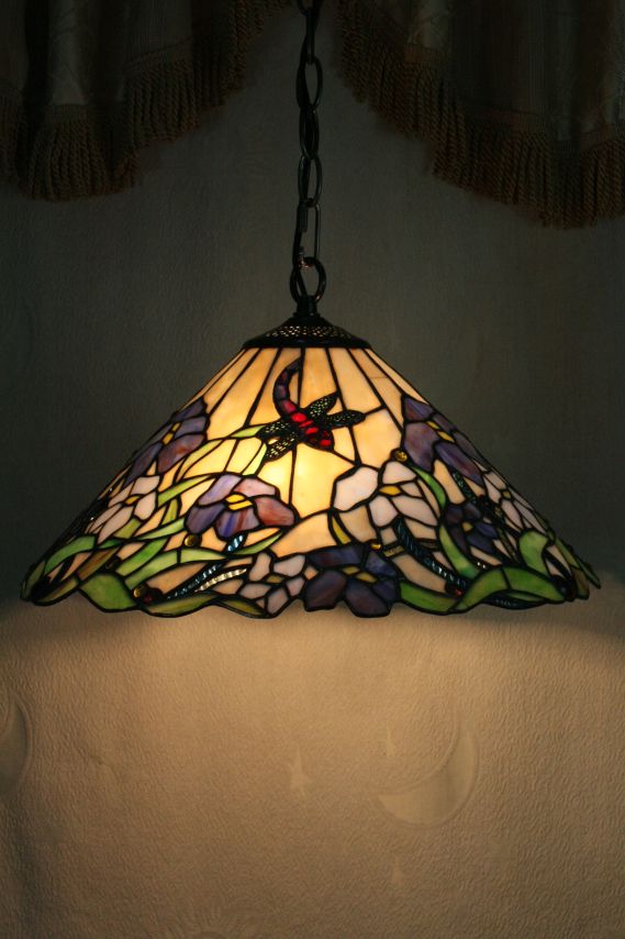 Tiffany 16 Inch Hanging Lamp 2 - TADD161080 - handcrafted Tiffany stained glass lamp