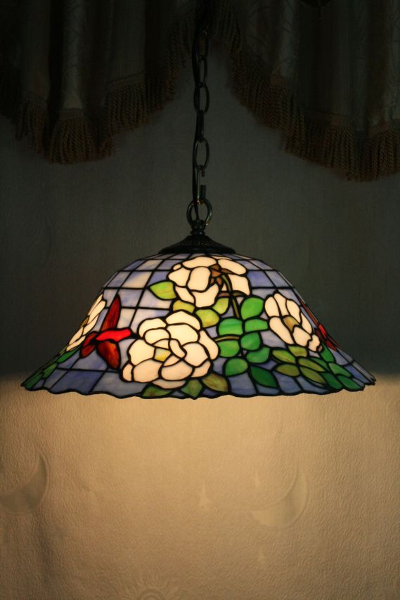 Tiffany 16 Inch Hanging Lamp 2 - TADD161084 - handcrafted Tiffany stained glass lamp