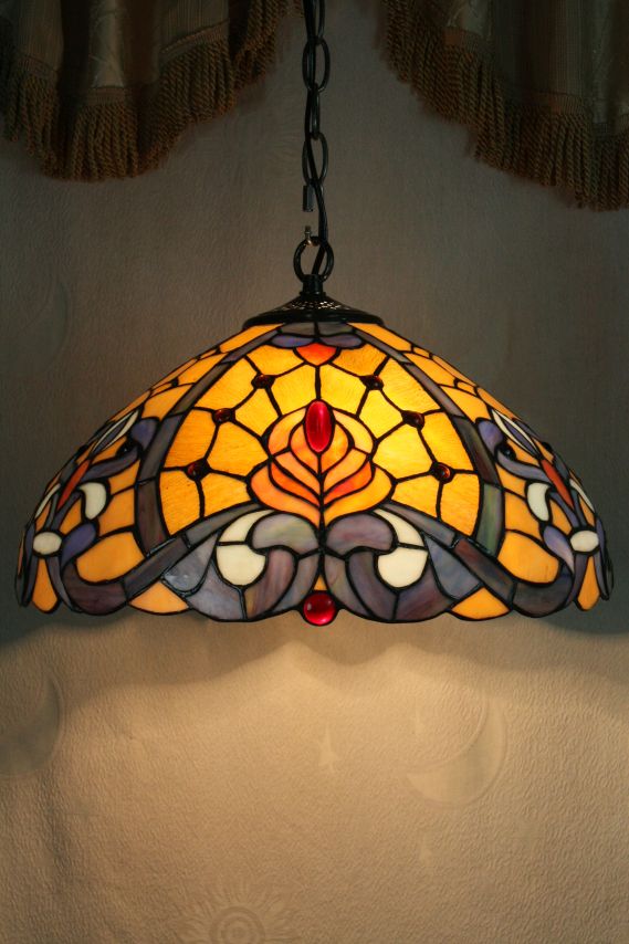 Tiffany 16 Inch Hanging Lamp 2 - TADD161085 - handcrafted Tiffany stained glass lamp