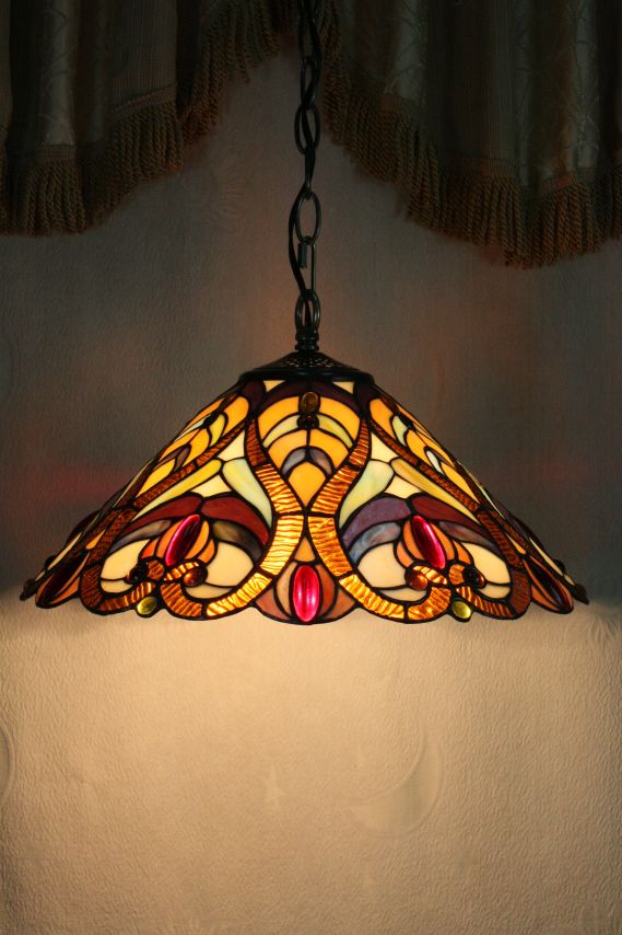 Tiffany 16 Inch Hanging Lamp 2 - TADD161087 - handcrafted Tiffany stained glass lamp