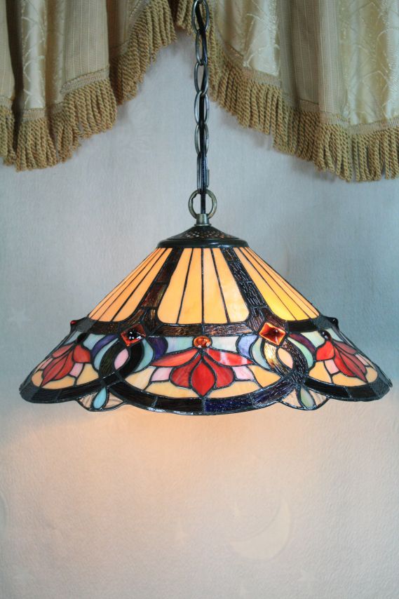 Tiffany 16 Inch Hanging Lamp 2 - TADD161090 - handcrafted Tiffany stained glass lamp