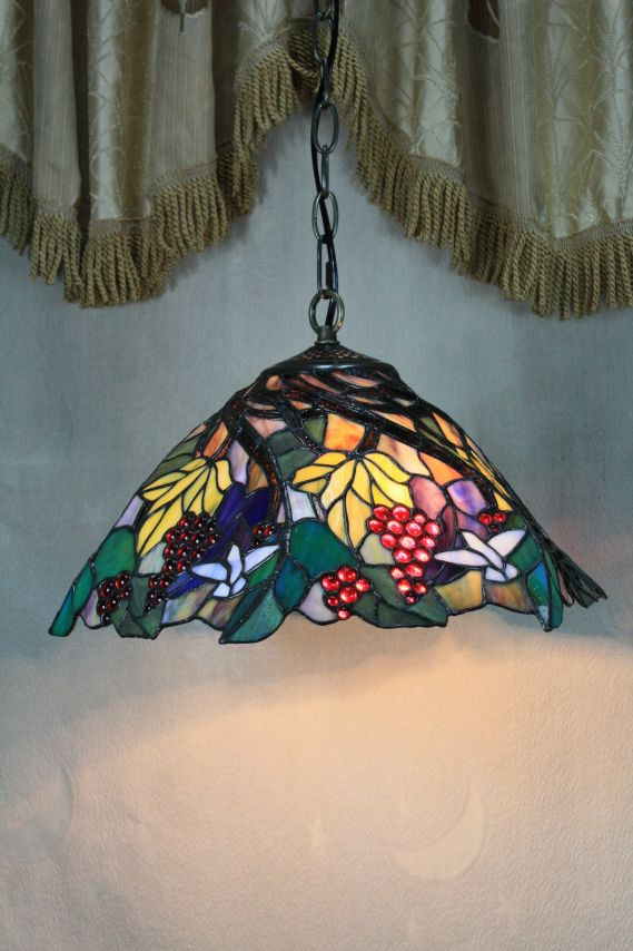 Tiffany 16 Inch Hanging Lamp 2 - TADD161093 - handcrafted Tiffany stained glass lamp