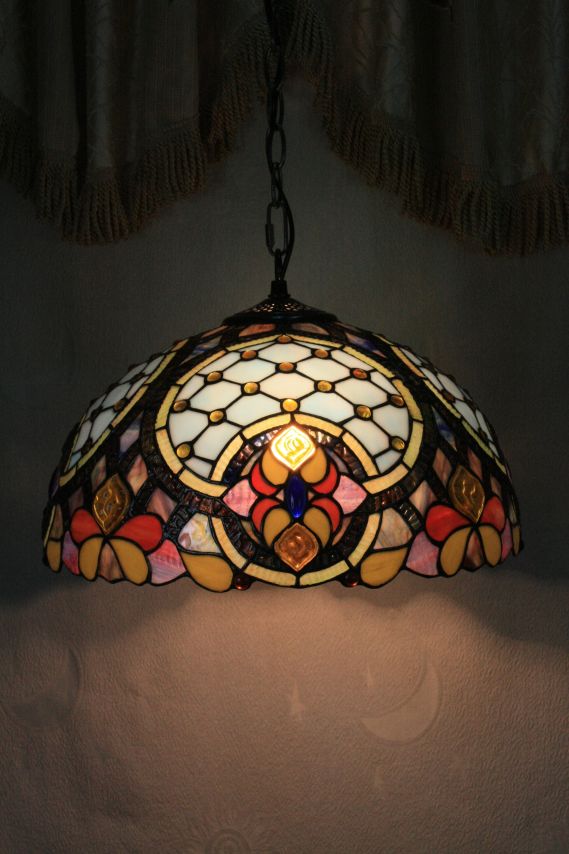 Tiffany 16 Inch Hanging Lamp 2 - TADD161097 - handcrafted Tiffany stained glass lamp