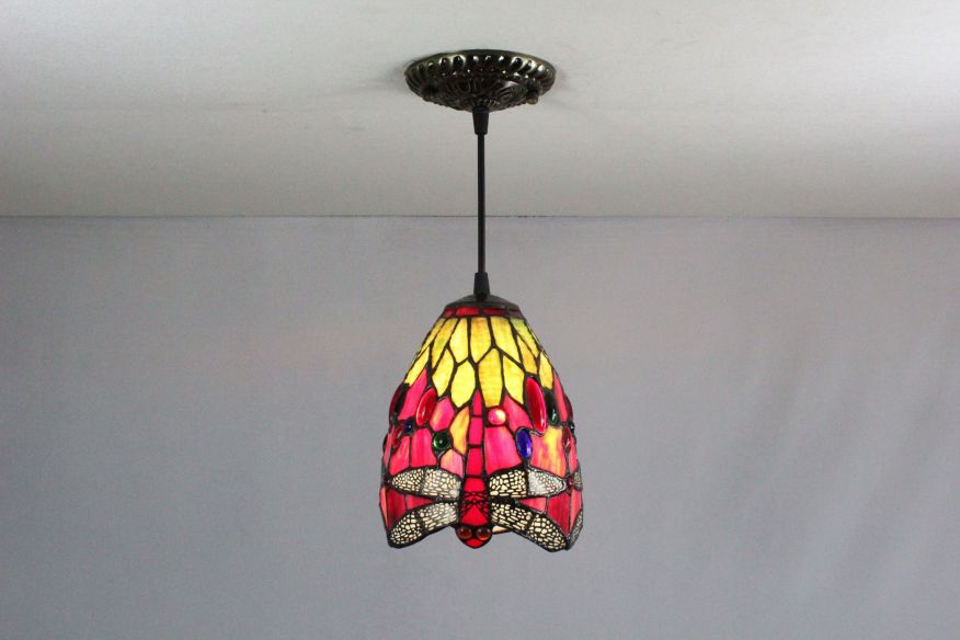 Tiffany 5 Inch Hanging Lamp - TADD05002 - handcrafted Tiffany stained glass lamp