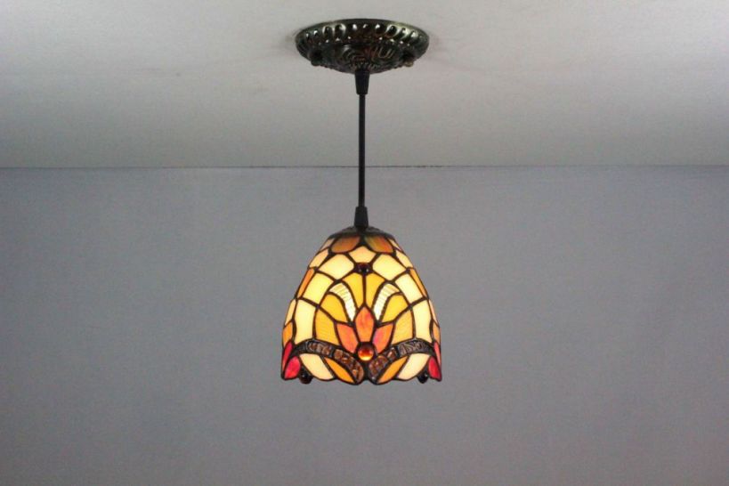 Tiffany 6 Inch Hanging Lamp - TADD060010 - handcrafted Tiffany stained glass lamp