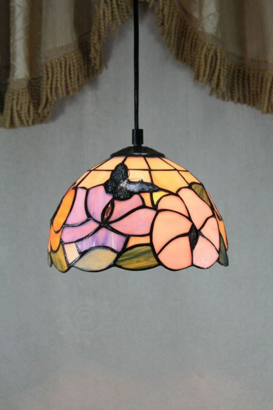 Tiffany 6 Inch Hanging Lamp - TADD060012 - handcrafted Tiffany stained glass lamp