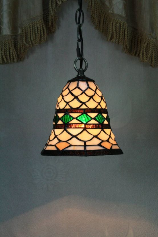 Tiffany 6 Inch Hanging Lamp - TADD060014 - handcrafted Tiffany stained glass lamp