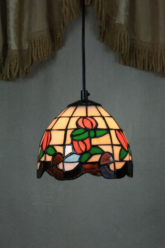 Tiffany 6 Inch Hanging Lamp - TADD060015 - handcrafted Tiffany stained glass lamp