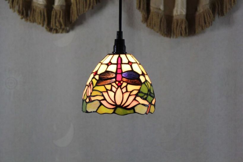 Tiffany 6 Inch Hanging Lamp - TADD060016 - handcrafted Tiffany stained glass lamp