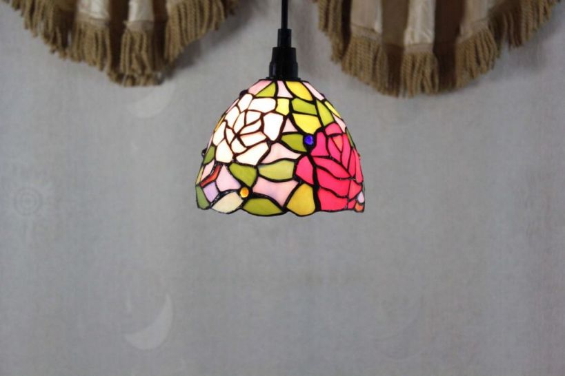 Tiffany 6 Inch Hanging Lamp - TADD060017 - handcrafted Tiffany stained glass lamp