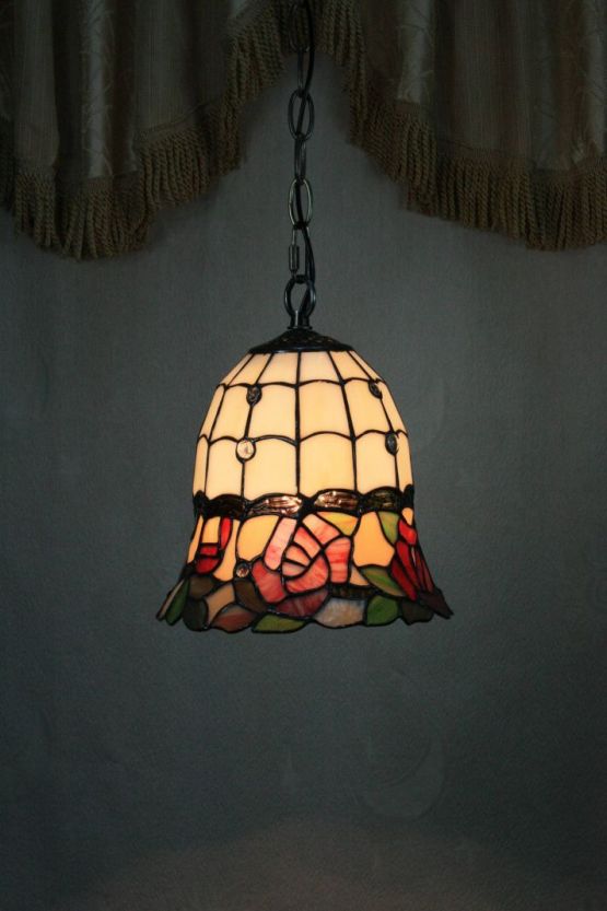 Tiffany 6 Inch Hanging Lamp - TADD060021 - handcrafted Tiffany stained glass lamp