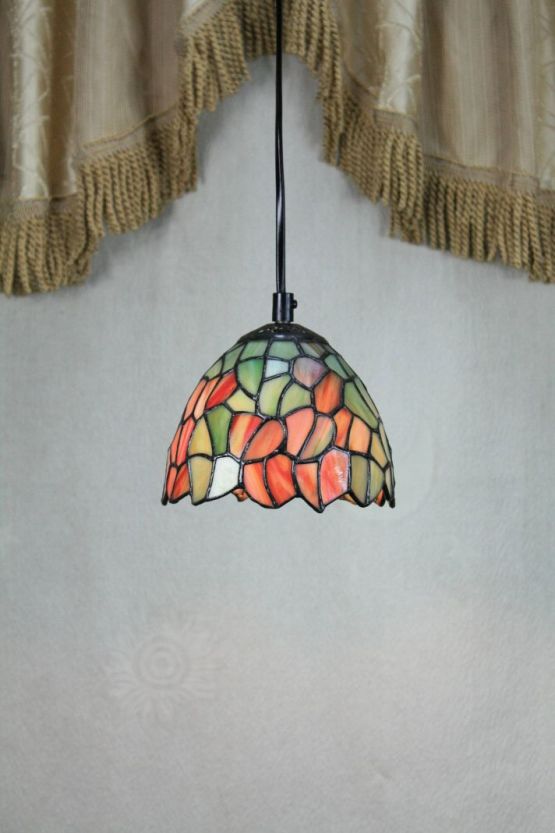 Tiffany 6 Inch Hanging Lamp - TADD060022 - handcrafted Tiffany stained glass lamp