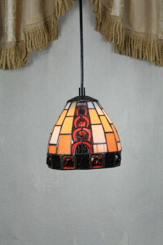 Tiffany 6 Inch Hanging Lamp - TADD060025 - handcrafted Tiffany stained glass lamp