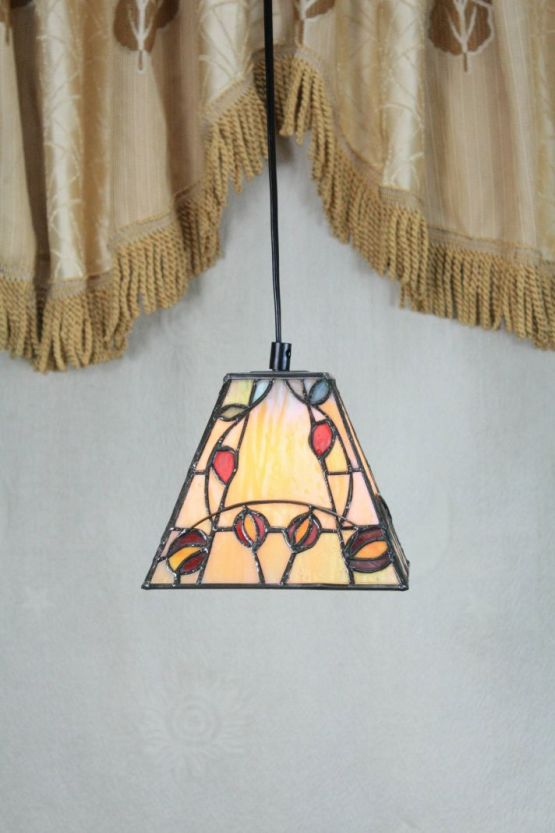 Tiffany 6 Inch Hanging Lamp - TADD06006 - handcrafted Tiffany stained glass lamp