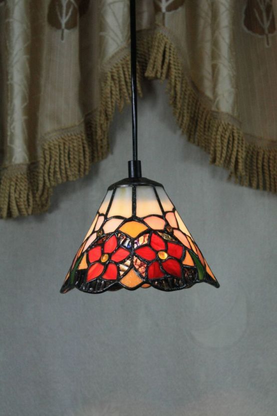 Tiffany 6 Inch Hanging Lamp - TADD06007 - handcrafted Tiffany stained glass lamp