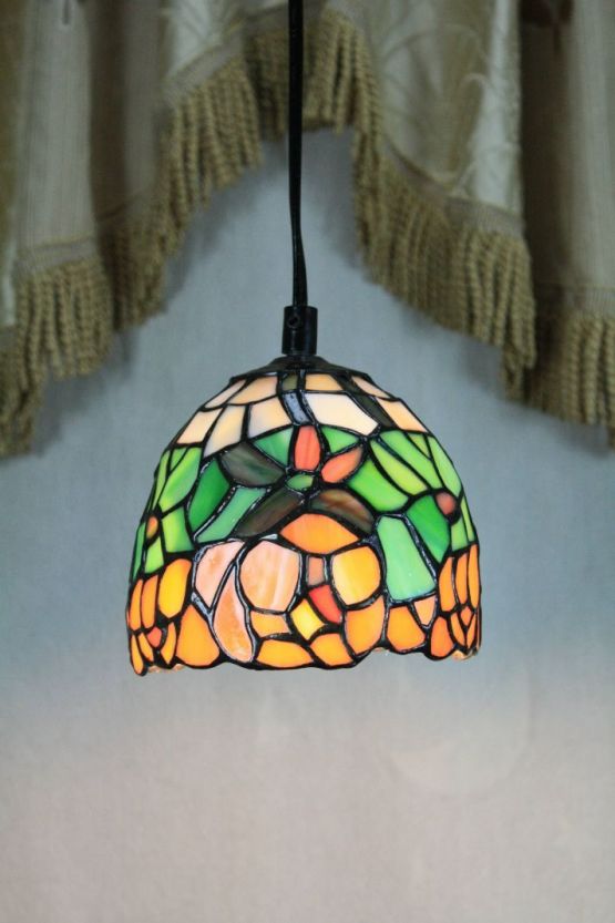 Tiffany 6 Inch Hanging Lamp - TADD06008 - handcrafted Tiffany stained glass lamp