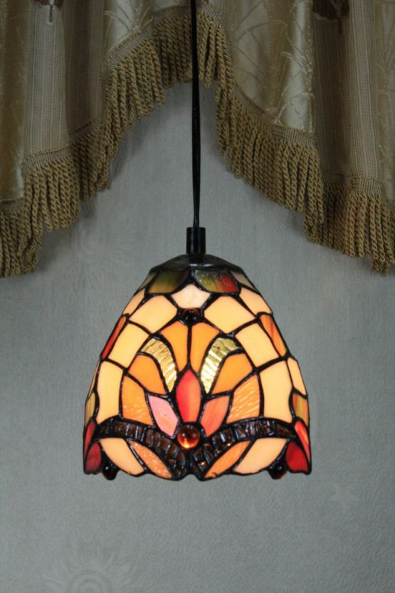 Tiffany 6 Inch Hanging Lamp - TADD06009 - handcrafted Tiffany stained glass lamp