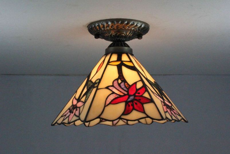 Tiffany 8 Inch Ceiling Lamp - TAXD0801 - handcrafted Tiffany stained glass lamp
