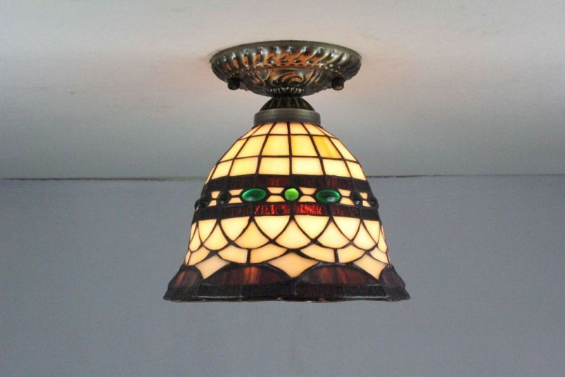 Tiffany 8 Inch Ceiling Lamp - TAXD08010 - handcrafted Tiffany stained glass lamp