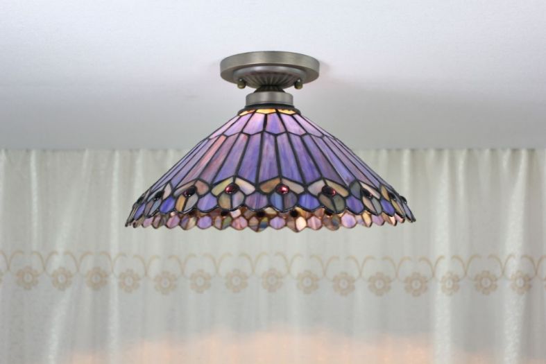 Tiffany 8 Inch Ceiling Lamp - TAXD08014 - handcrafted Tiffany stained glass lamp