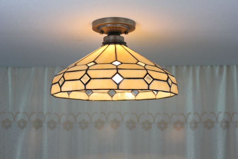 Tiffany 8 Inch Ceiling Lamp - TAXD08015 - handcrafted Tiffany stained glass lamp