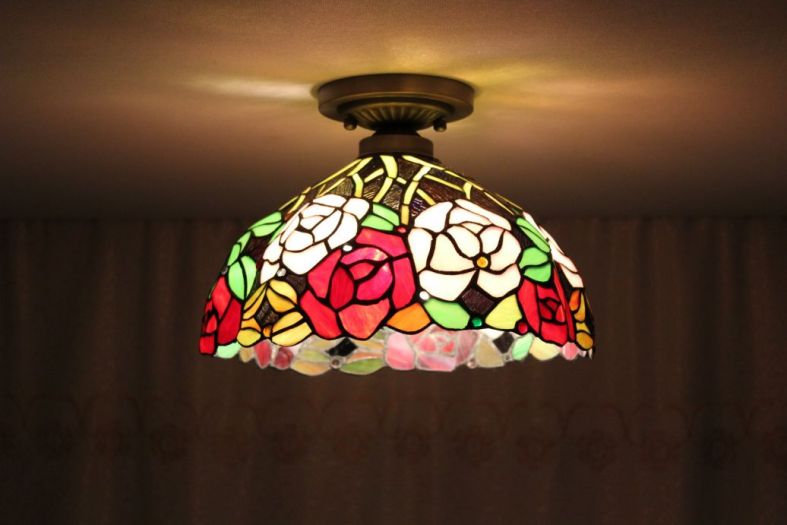 Tiffany 8 Inch Ceiling Lamp - TAXD08017 - handcrafted Tiffany stained glass lamp