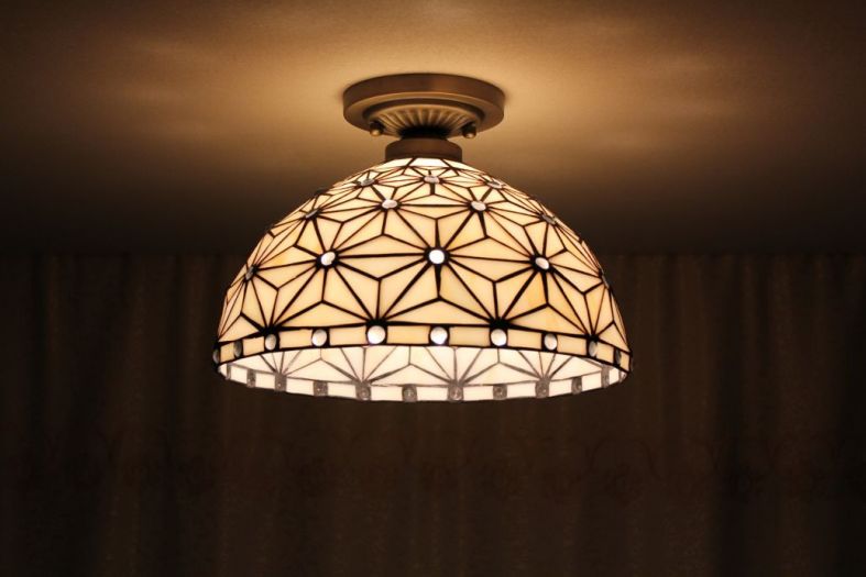 Tiffany 8 Inch Ceiling Lamp - TAXD08018 - handcrafted Tiffany stained glass lamp