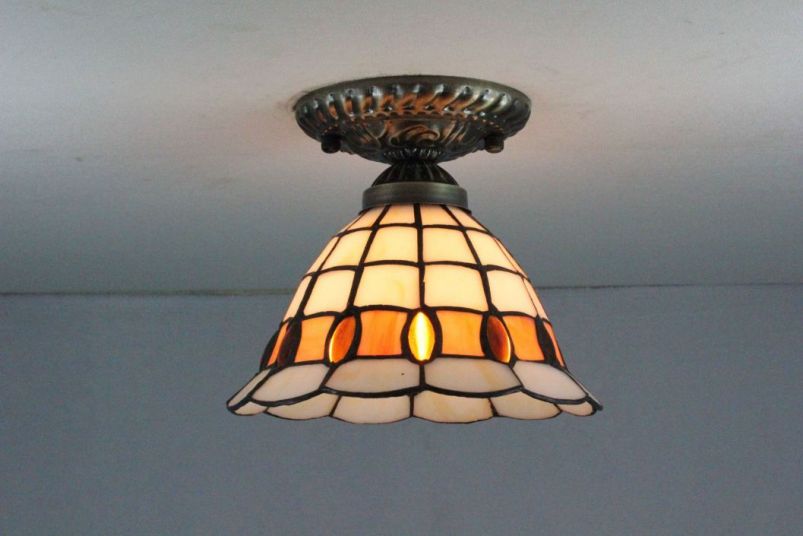 Tiffany 8 Inch Ceiling Lamp - TAXD0802 - handcrafted Tiffany stained glass lamp