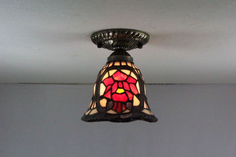 Tiffany 8 Inch Ceiling Lamp - TAXD08021 - handcrafted Tiffany stained glass lamp