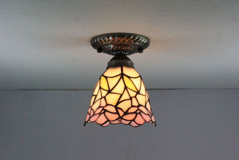 Tiffany 8 Inch Ceiling Lamp - TAXD08022 - handcrafted Tiffany stained glass lamp
