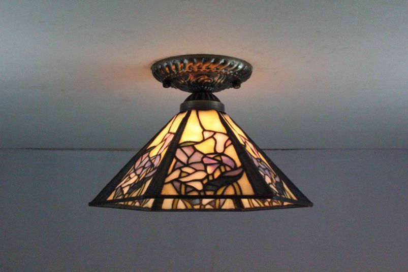Tiffany 8 Inch Ceiling Lamp - TAXD08023 - handcrafted Tiffany stained glass lamp