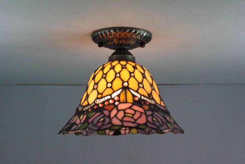Tiffany 8 Inch Ceiling Lamp - TAXD08024 - handcrafted Tiffany stained glass lamp