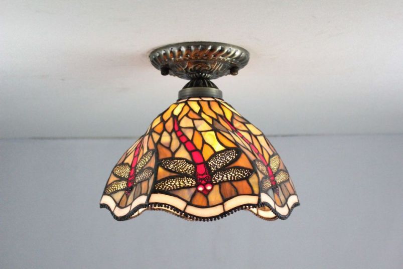 Tiffany 8 Inch Ceiling Lamp - TAXD08025 - handcrafted Tiffany stained glass lamp