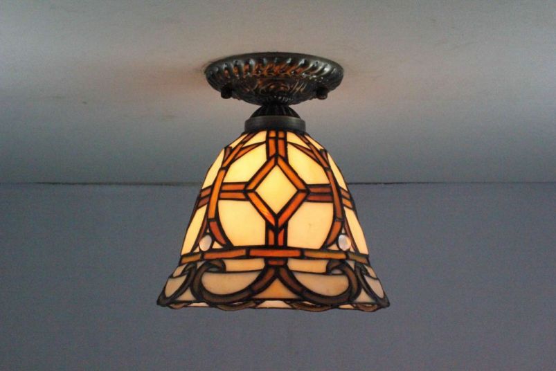Tiffany 8 Inch Ceiling Lamp - TAXD08026 - handcrafted Tiffany stained glass lamp