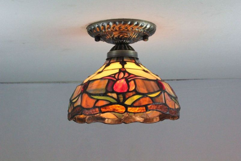 Tiffany 8 Inch Ceiling Lamp - TAXD08027 - handcrafted Tiffany stained glass lamp